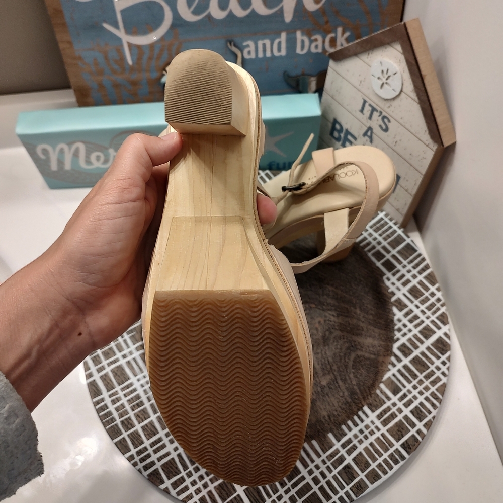 Koolaburra Beige Platform Slingback Sandals - Picture 9 of 15